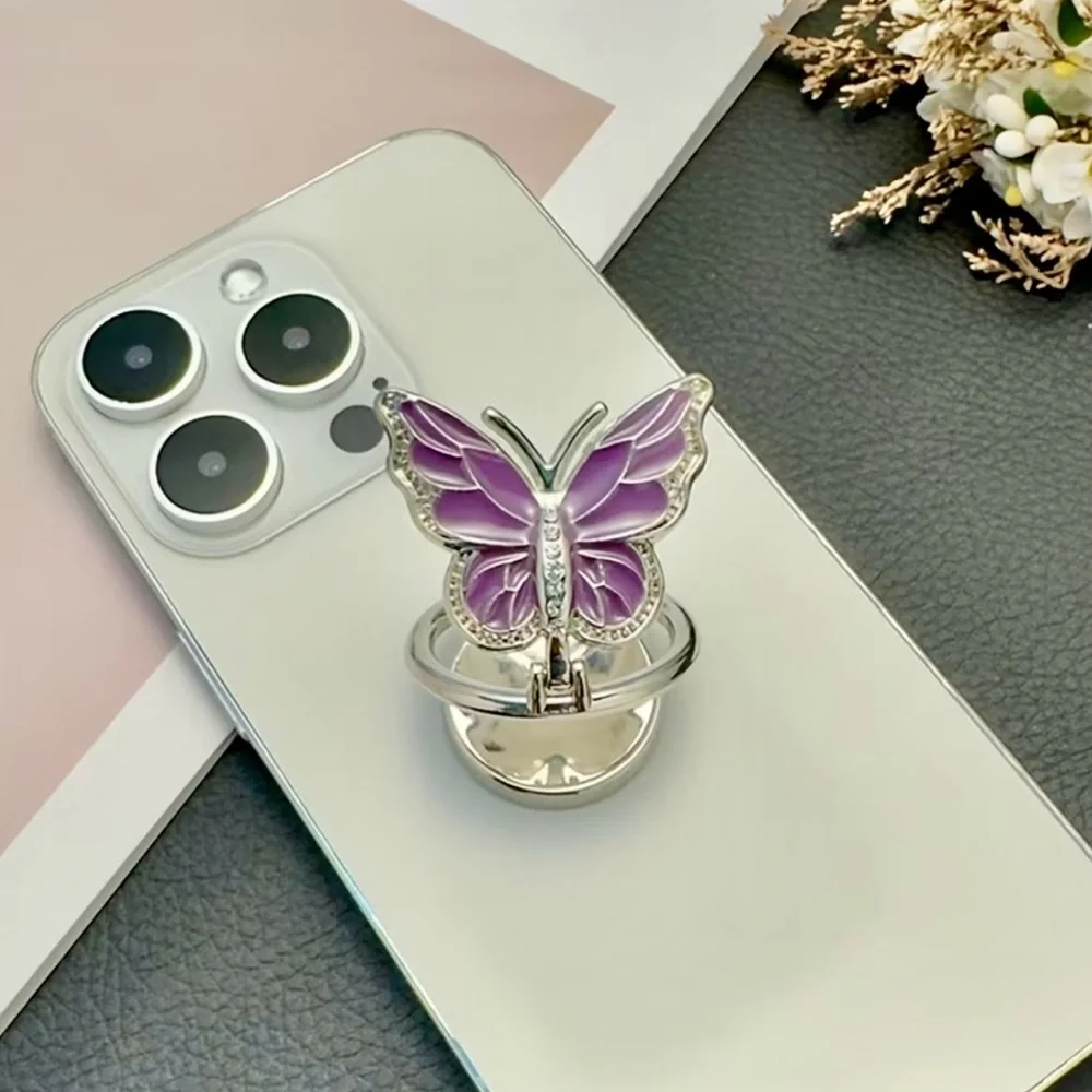 NWT 4-Pack Butterfly Phone Ring Holder Grip Stand Bling Rhinestone Kickstand Set